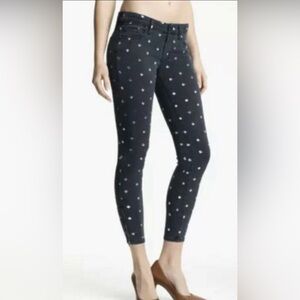 Mother Denim Looker Zip Ankle Skinny Fleur De Love Blue and White Size 30 Jeans